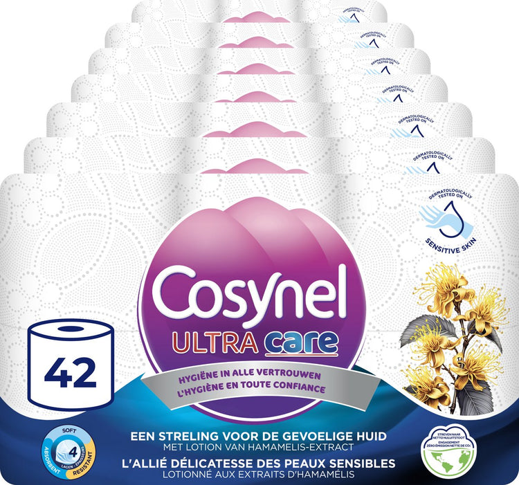 Cosynel Ultra Care Toilettenpapier – 42 Rollen – Toilettenpapier (4-lagig) – Vorteilspack