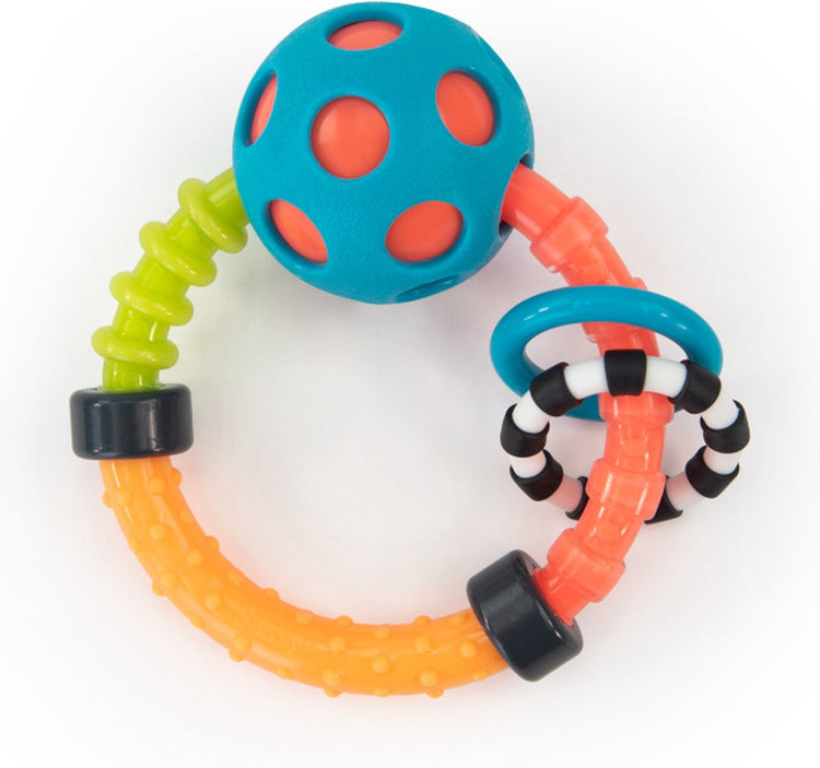 Sassy – Beißring und Rassel für Babys – farbenfrohes Spielzeug – Rassel mit gebogenem Flexring
