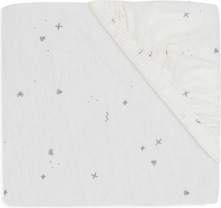 Jollein Baby – Spannbettlaken Jersey 70 75 x 140 150 cm – Babybett – weiche Baumwolle – funkelndes Seegrün