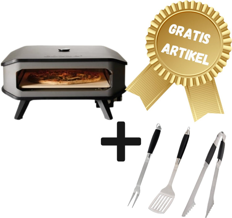Cozze 17 Zoll Gas-Pizzaofen – ø 42 cm – mit Thermometer und Pizzastein – Adapter nicht im Lieferumfang enthalten