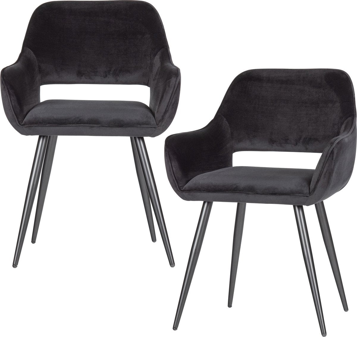 Woood Jelle Stuhl – Samt – Schwarz – 2er-Set