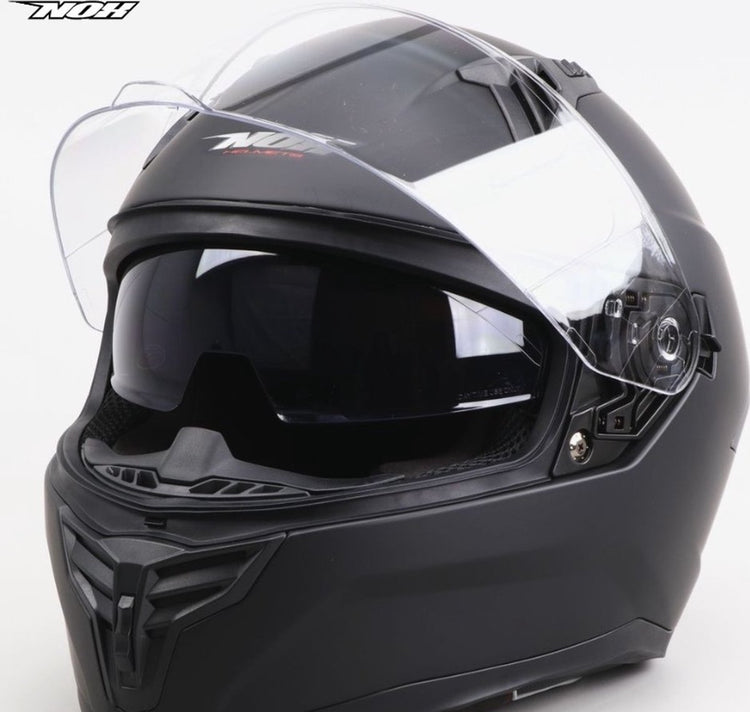 Nox Integralhelm mit integrierter getönter Sonnenblende – mattschwarz – ECE 22.06 – Größe XL = 60 bis 61 cm Kopfumfang