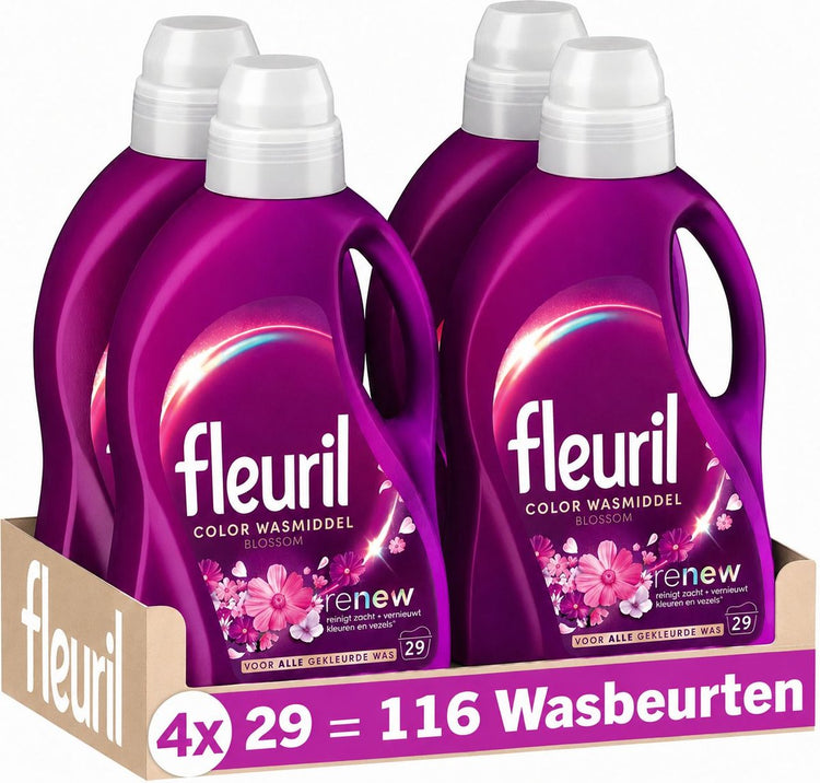Fleuril Color Blossom – Flüssigwaschmittel – Buntwäsche – intensives Dufterlebnis – 4x29 Wäschen – Vorteilspack