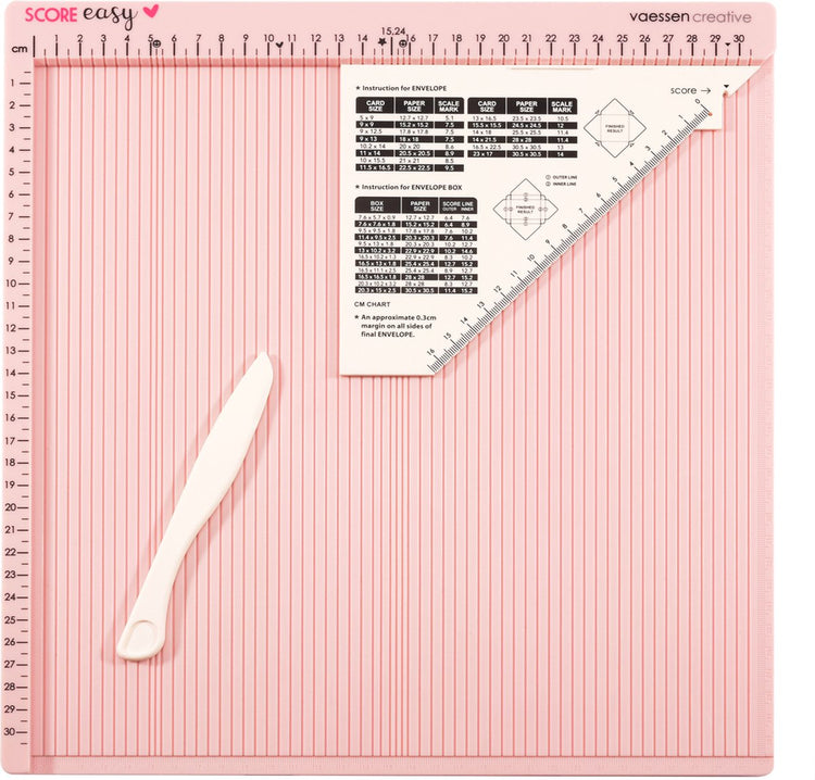 Vaessen Creative Scoring Board – Score Easy – 30,5 x 30,5 cm – mit Klappbein und Lineal – in cm – Pink