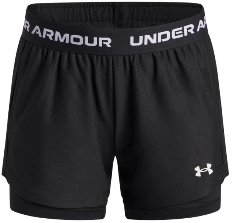 Under Armour ua Tech Play Up 2n1 kurze Unisex-Sporthose – Schwarz – Weiß