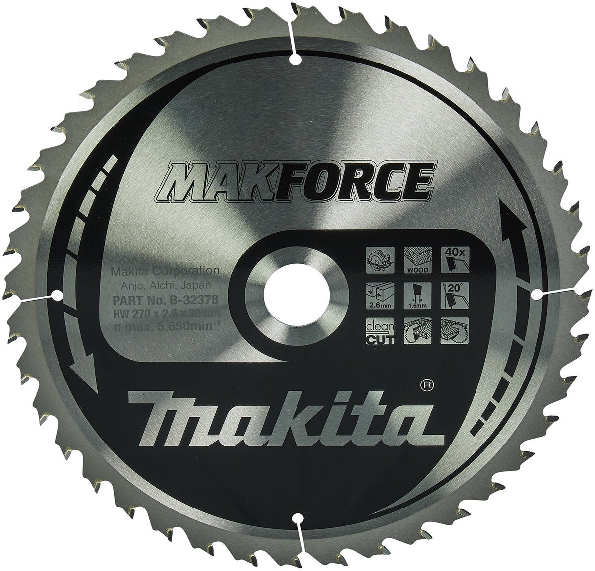 Makita Zubehör Kreissägeblatt | Holz | 270x30x2,6 40t 20g - b-32378