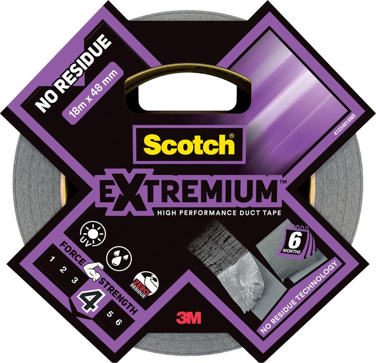 Scotch Klebeband Extremium, rückstandsfreies Klebeband, 18,2 m x 48 mm, grau