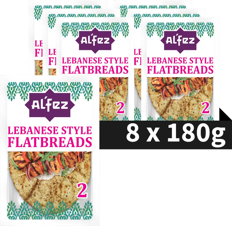 Al'fez al'fez libanesisches Fladenbrot – 8 x 180 Gramm – libanesischer Wrap – vegetarisch – Za’atar-Kräuter – im Tandoor gebackene Wraps – Vorteilspackung