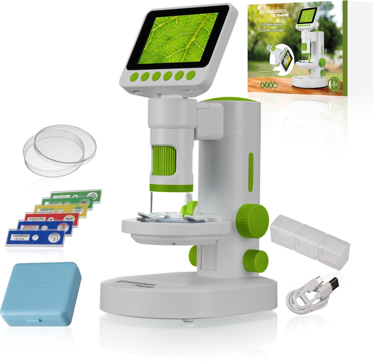 Bresser youngster - LCD-Mikroskop - abnehmbares Handmikroskop - optische und digitale Vergrößerung