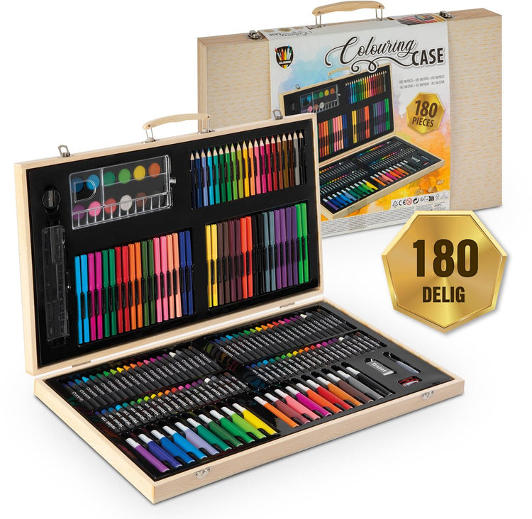 Grafix Zeichenbox für Kinder 180 Stück – Malkoffer – Farbzeichnung – geeignet für Kinder und Erwachsene – inklusive Marker, Buntstifte, Farbe und mehr