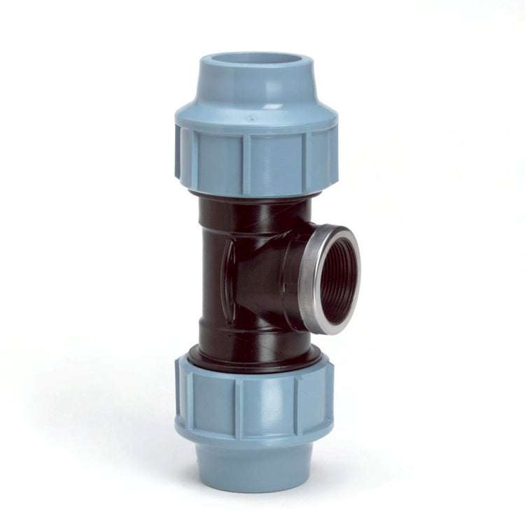 Unidelta Tyleen Gewinde T-Stück 90° 63 mm x 2 x 63 mm 2x Klemme x Innengewinde Kiwa (16 bar)