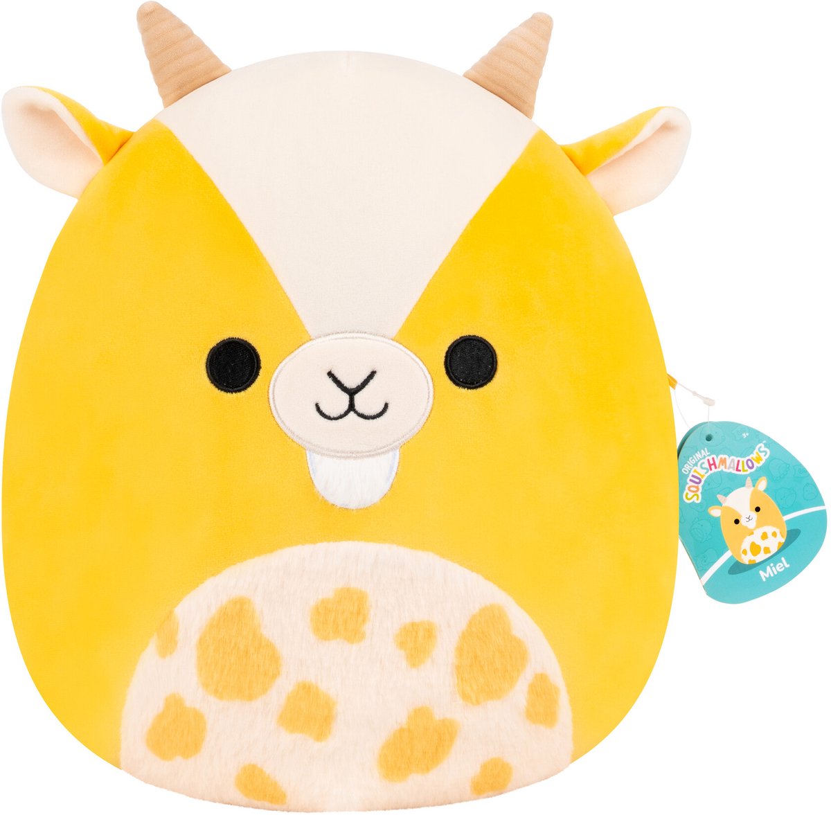 Squishmallows 30 cm miel – gelbe Ziege mit geflecktem Bauch