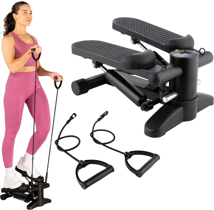 Tunturi Stepper – Stepper Fitness – Treppensteiger – Aerobic Step – Fitness – inkl. Display und Widerstandsbänder – Schwarz
