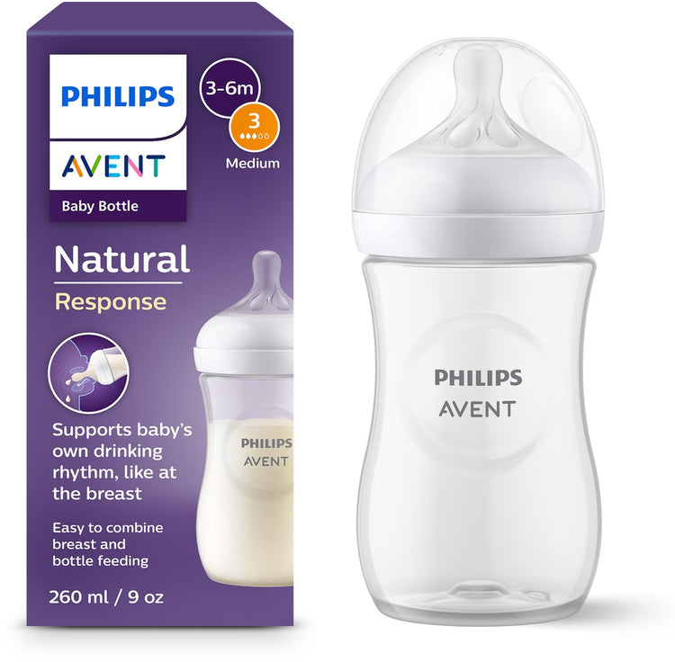 Philips Avent Natural Response – Babyflasche – 1 Stück – 260 ml – Durchfluss 3 – Scy903 01