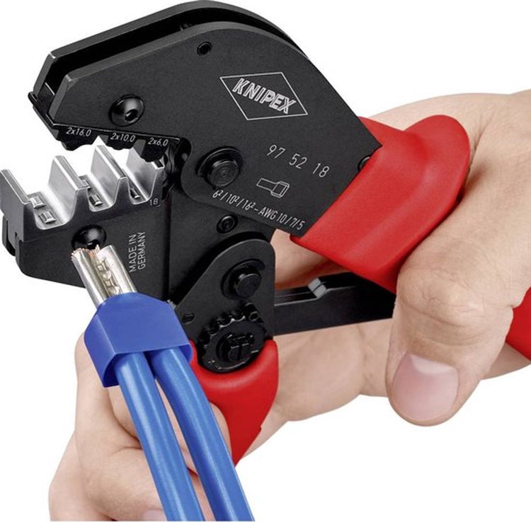 Knipex Crimpzange | Länge 250 mm | 2x6, 2x10, 2x16 (AWG 2x10, 2x7, 2x5) mm² | 1 Stück - 97 52 18 97 52 18
