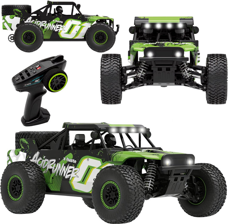 Overmax x-haste RC Auto 4x4 – RC Auto 1:20 – bis zu 30 km/h – 370 Bürstenmotor – LED-Beleuchtung 5 Farben – verstärktes Nylon-Chassis – Federaufhängung – RTR – Li-Ion 7,4 V 600 Mah – Offroad-Monstertruck mit Controller