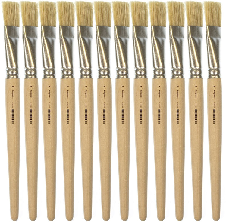 Kangaro Lyonse Pinsel – Größe 24 – kurzes, unlackiertes Holz – Schachtel mit 12 Stück – k-840324