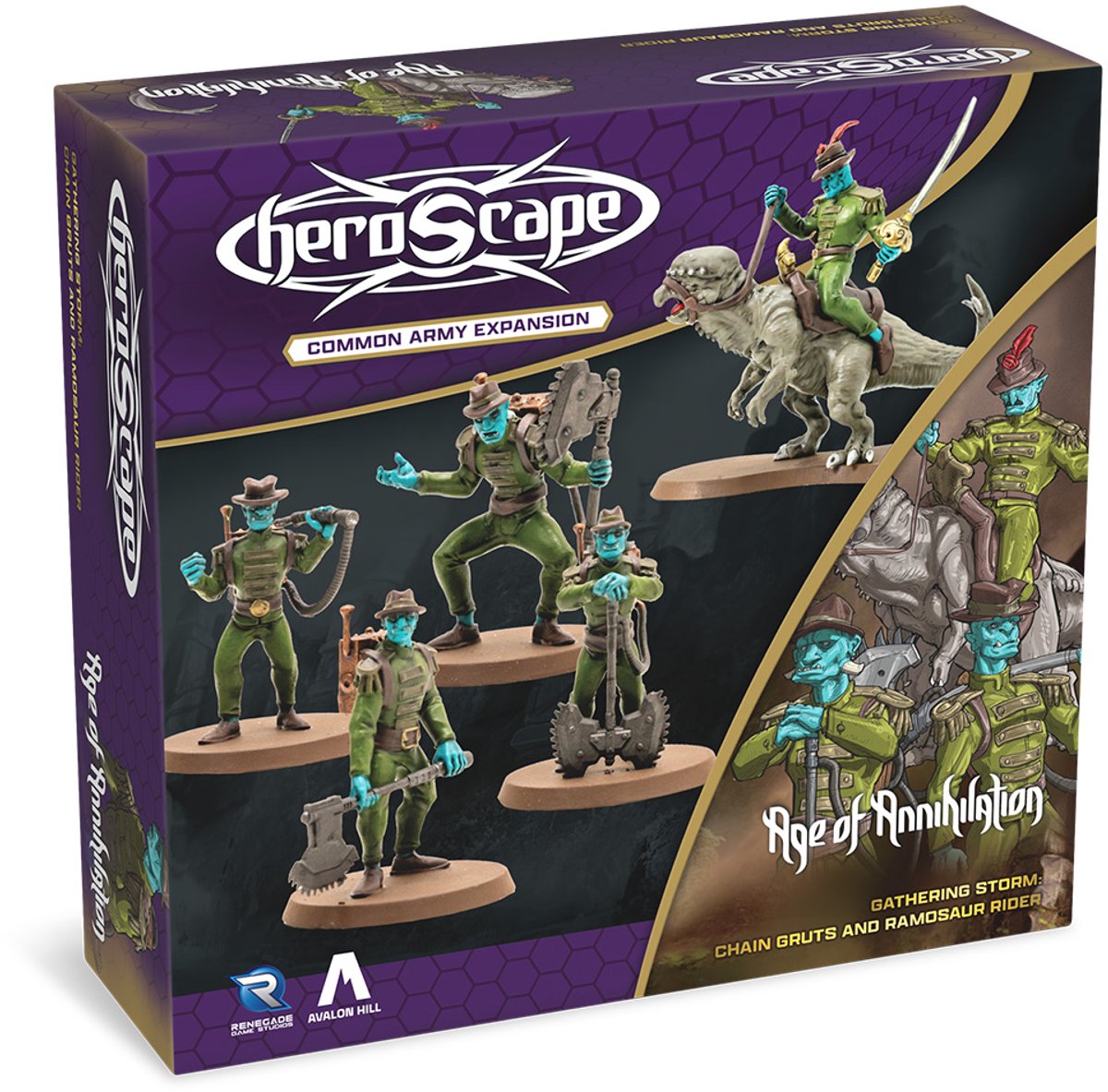 Renegade Game Studios Heroscape Age of Anhilation Gruts und Ramosaur – Brettspiel-Erweiterung – Englisch