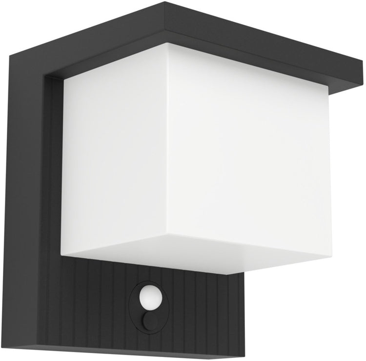Eglo Frigento Solar-Außenwandleuchte – Sensor – wiederaufladbar – 15 cm – schwarz milchfarben