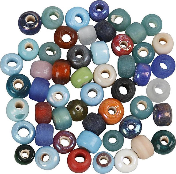 Kreativfirma Glasperlen, D 9 mm, Lochgröße 2,5-3 mm, ca. 680 Stücke, verschiedene Farben, 500 g 1 Box