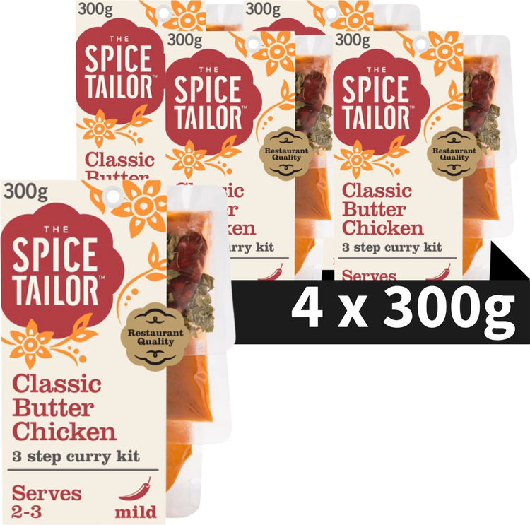 The Spice Tailor Classic Butter Chicken – Indisches Curry – Mahlzeitenpaket mit indischen Gewürzen – Vorteilspackung – 5 x 300 Gramm