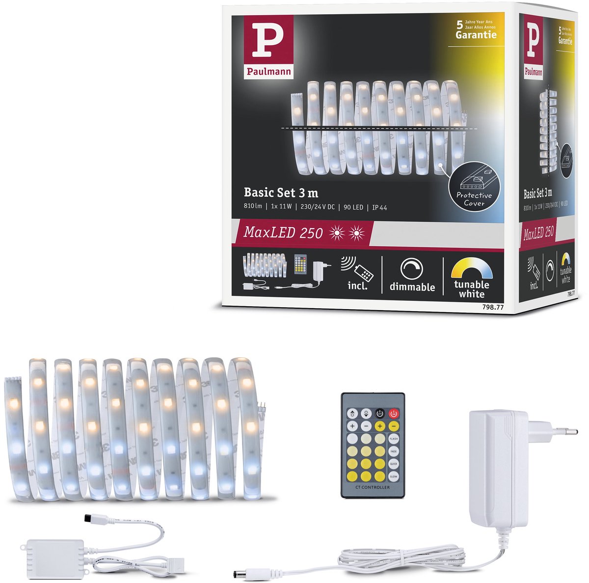 Paulmann MaxLED 250 LED-Streifen Basisset 3 m abstimmbar weiß 3 m beschichtet IP44 11 W 270 lm m 30 LEDs m abstimmbar weiß 24 VA