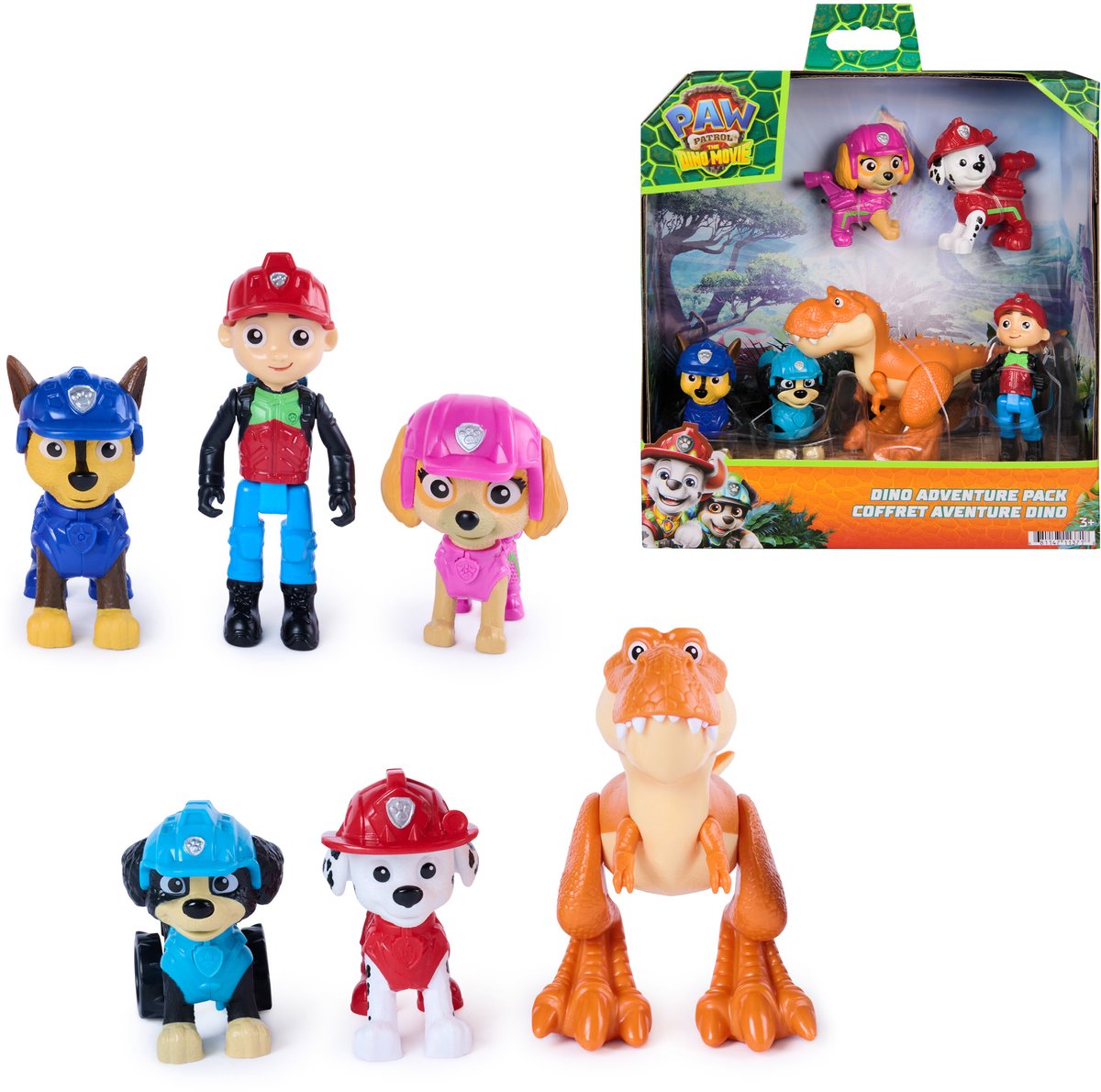 Paw Patrol – Der Dino-Film – Dino-Abenteuerpaket, sammle 6 Actionfiguren, darunter Ryder, Rex und Timmy De T. Rex, Dinosaurierspielzeug