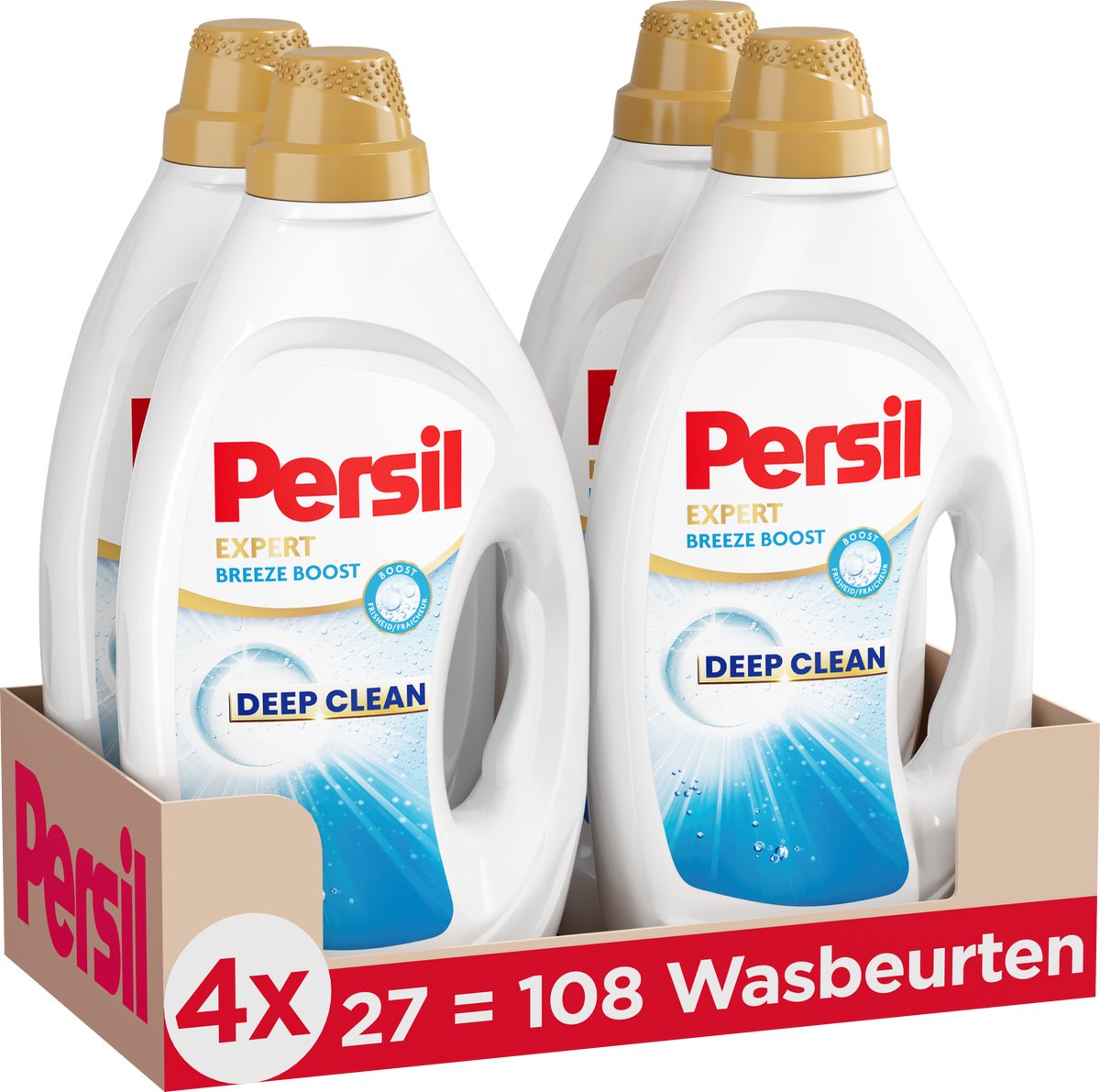 Persil Gel Breeze Boost – Flüssigwaschmittel – für alle Wäschefarben – hygienische Frische – 4 x 27 Wäschen