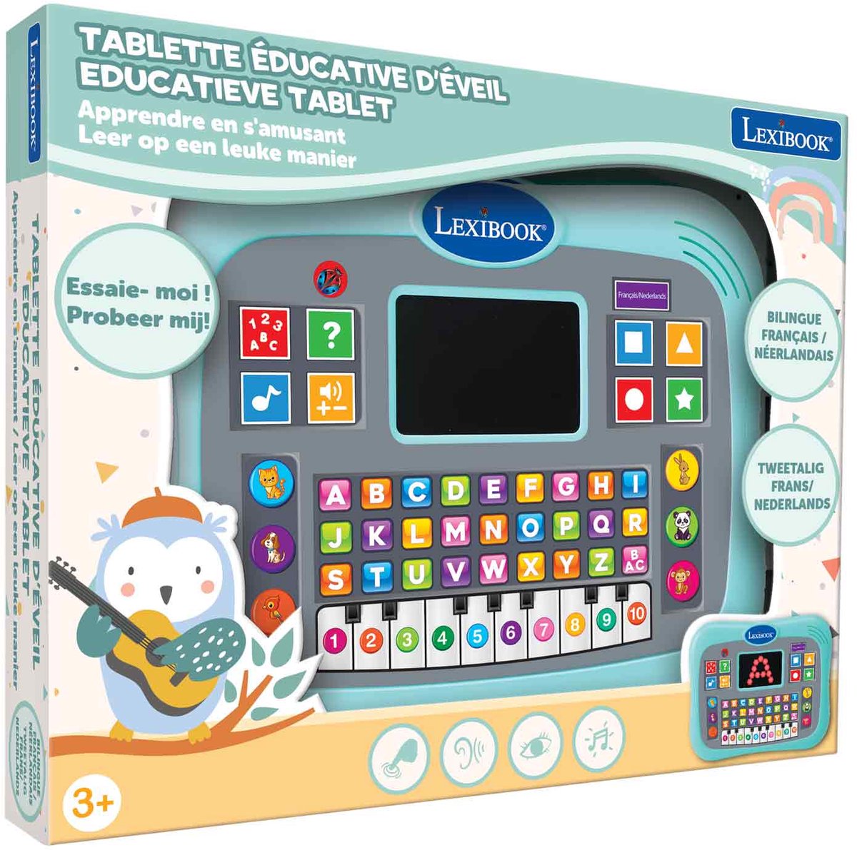 Lexibook ABC zweisprachiges Lerntablett mit Touchpanel und LED-Display zur Veranschaulichung von Spielinteraktionen auf Englisch und Französisch