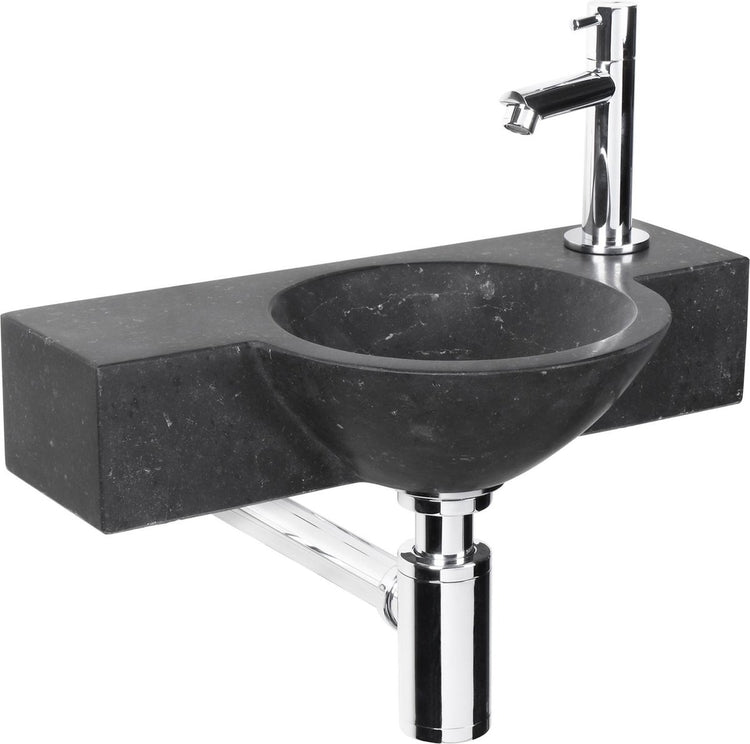 Differnz Teti Brunnenset - 40x23x8cm - rund - 1 Hahnloch - schwarz