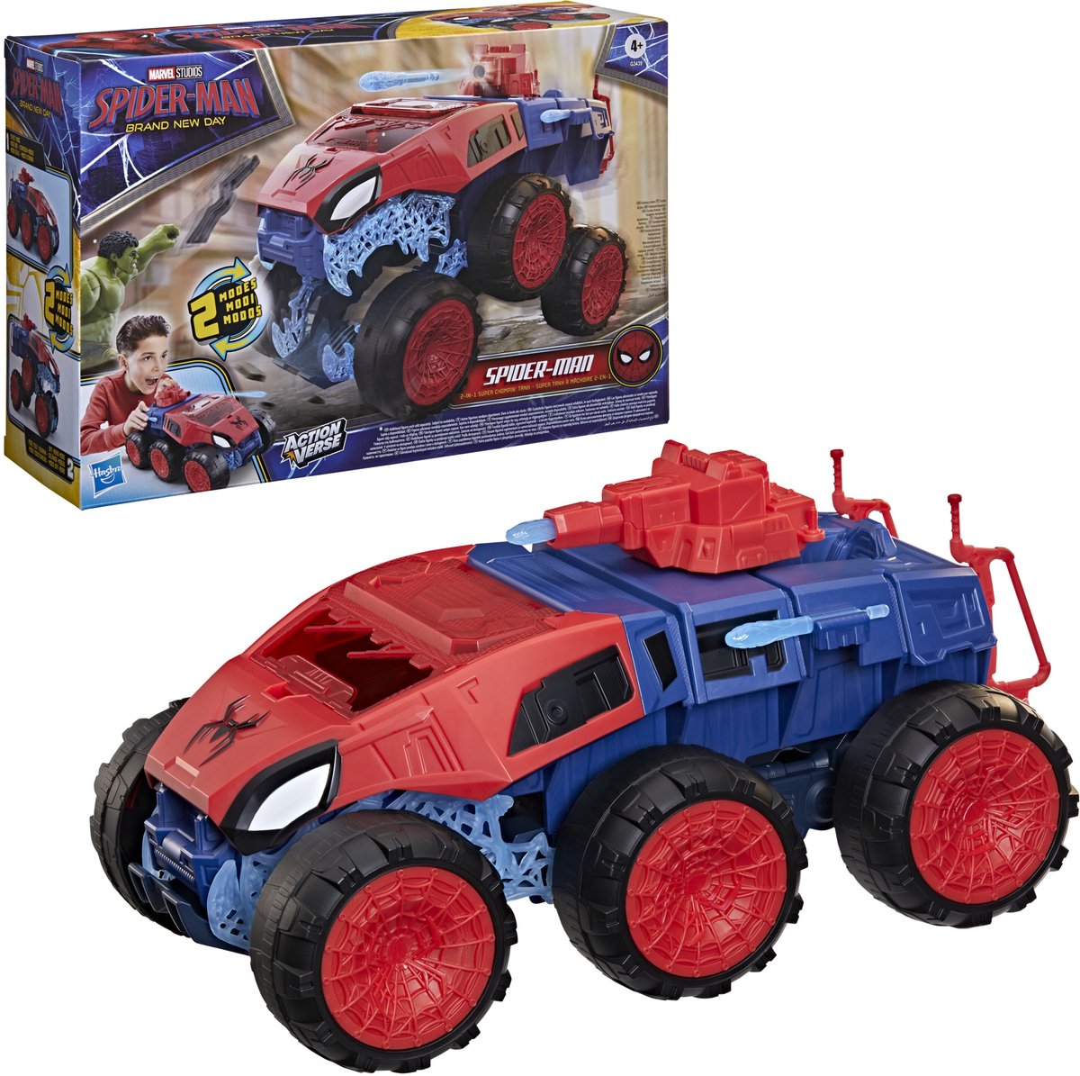 Hasbro Marvel Spider-Man – brandneuer 2-in-1 Super Chompin' Tank – Spielzeugfahrzeug und Actionfigur