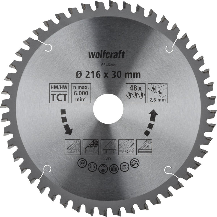 Wolfcraft - Kappsägeblatt 216x30mm - 216mm für feine, saubere Schnitte - 6546000