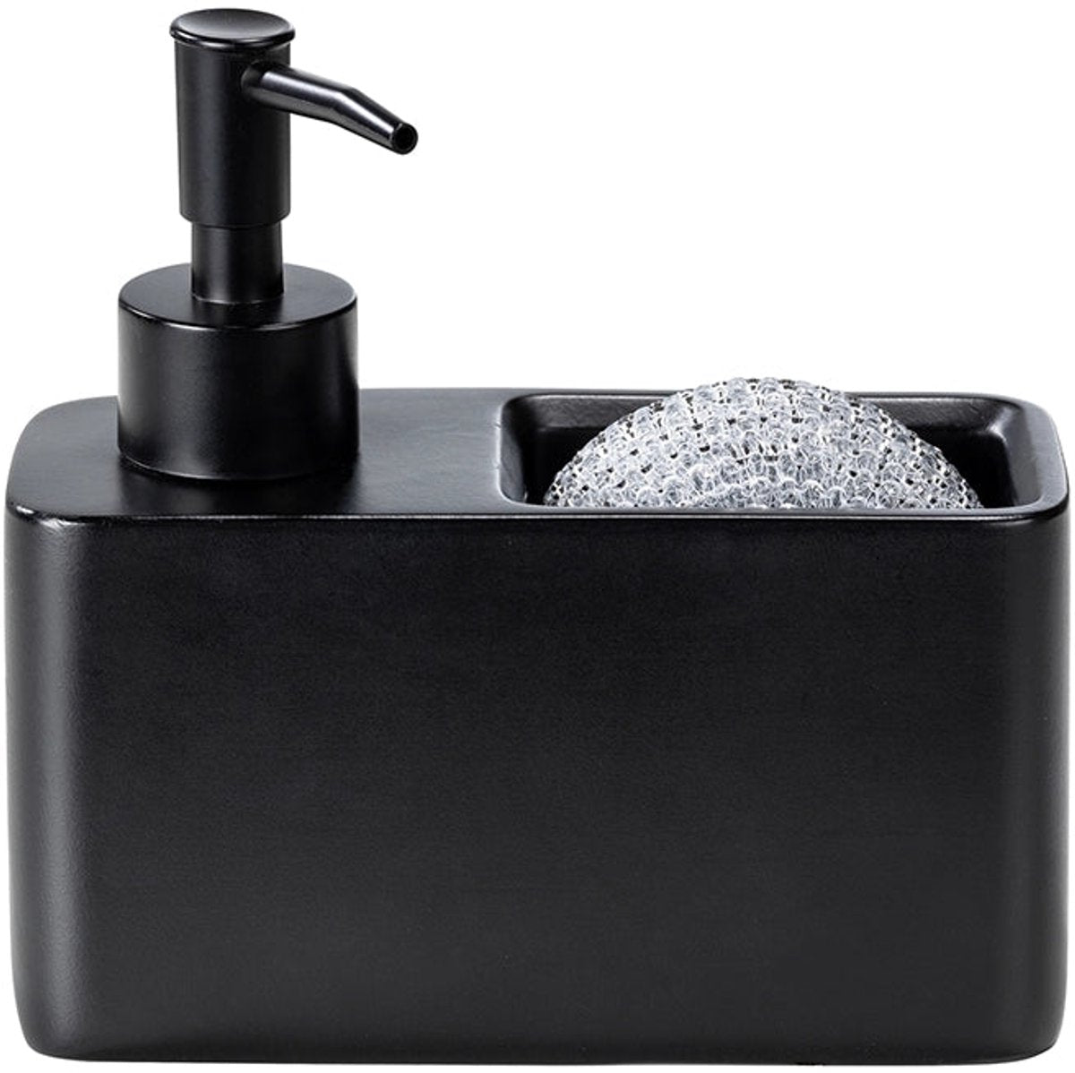 Wenko schwarzer Seifenspender mit Schwammhalter – 150 ml