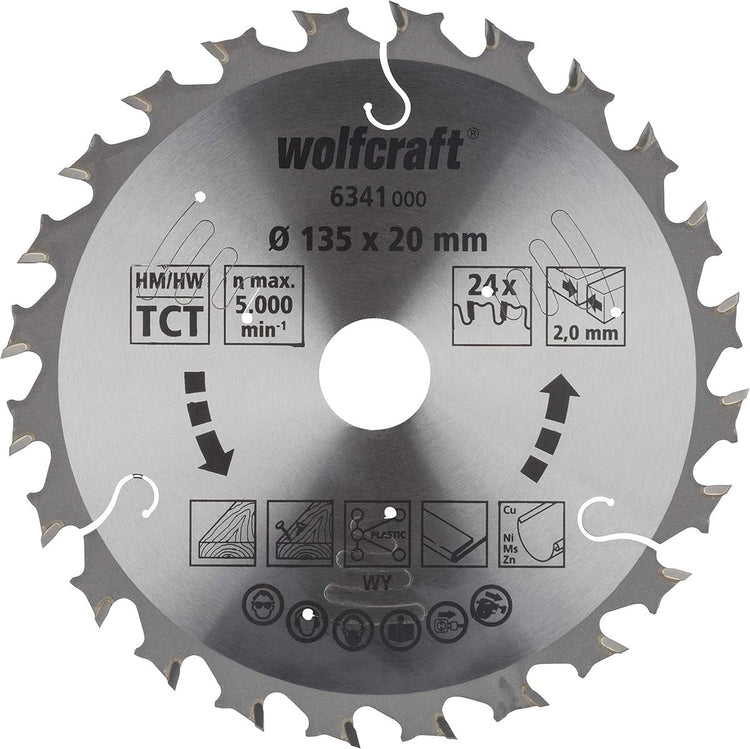 Wolfcraft - Kreissägeblatt 135 x 20 mm - für Handkreissäge - Serie Flieder - 6341000