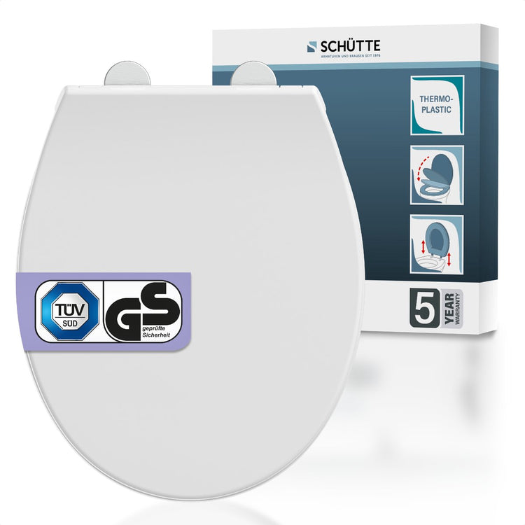 Schütte WC-Sitz 83630 Premium – Thermoplast – Fallbremse – abnehmbar – Belastbarkeit bis 300 kg – Montage von oben