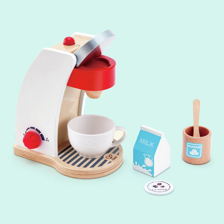 Hape meine Kaffeemaschine – Holzspielzeug-Küchenset für Kinder ab 2 Jahren, 6-teilig