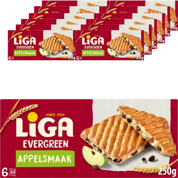 Liga immergrüne Kekse Apfel 12 x 250g – Keks – Kekse für unterwegs oder Arbeit und Büro