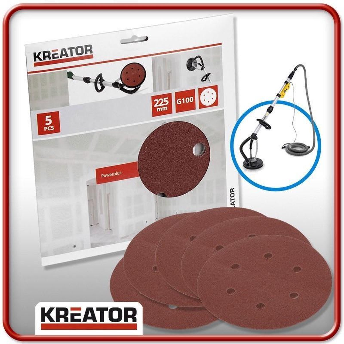 Kreator krt232009 Schleifpapier rund 225 mm Körnung: 240 5 Stück