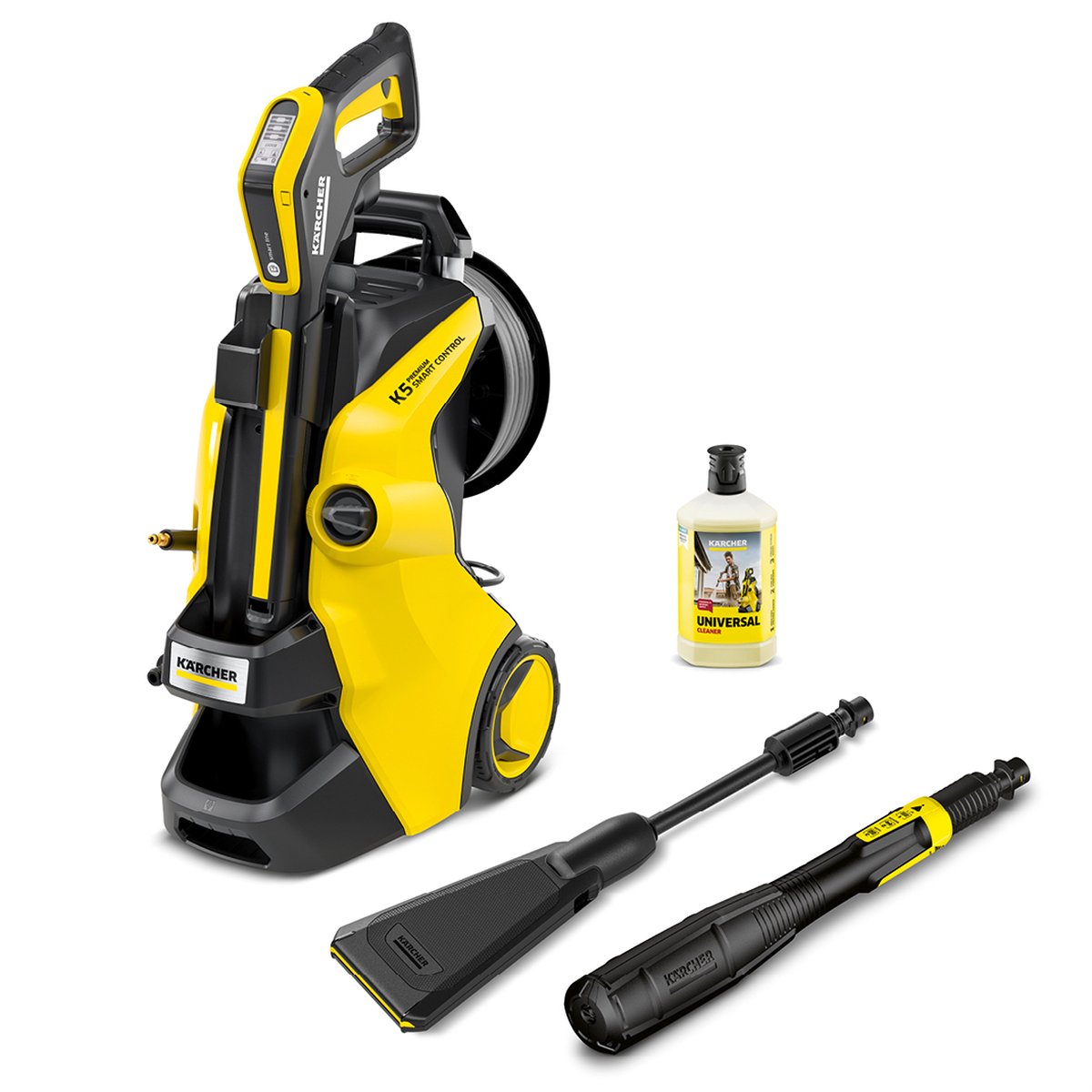 Kärcher K 5 Premium Smart Control Flex Eco!Booster Hochdruckreiniger – 145 bar – 500 l·h – 40 m²·h – Schlauchtrommel – App-Steuerung – geeignet für u.a. Auto - Terrasse - Fahrräder - Motorräder - Gartenmöbel und Bereiche rund um das Haus