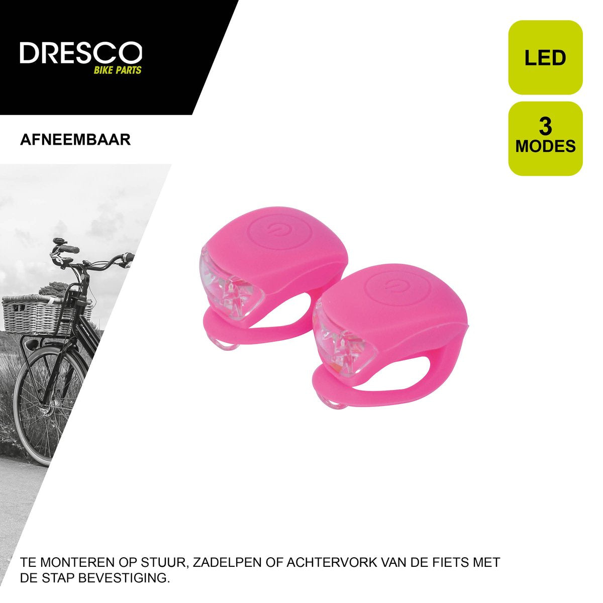 Dresco silikonrosa Fahrradlichter