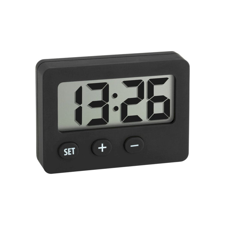 Tfa Dostmann 60.2013.01 - Uhr - Digital - Tischuhr - Quarz - Gummibeschichtung - Magnetständer - Schwarz