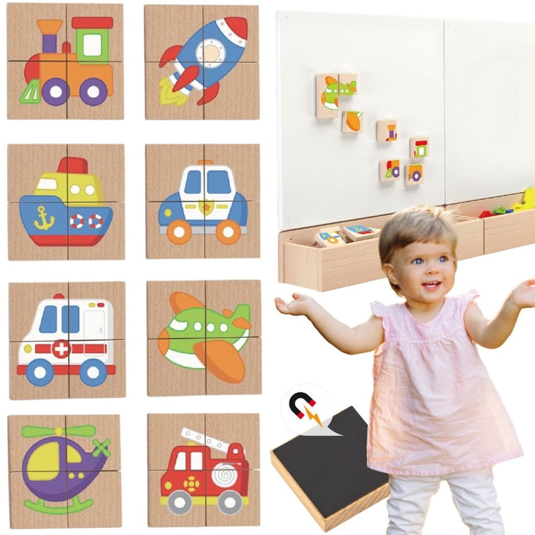 Vigatoys viga Holz-Magnetpuzzle – Fahrzeuge FSC-Zertifikat
