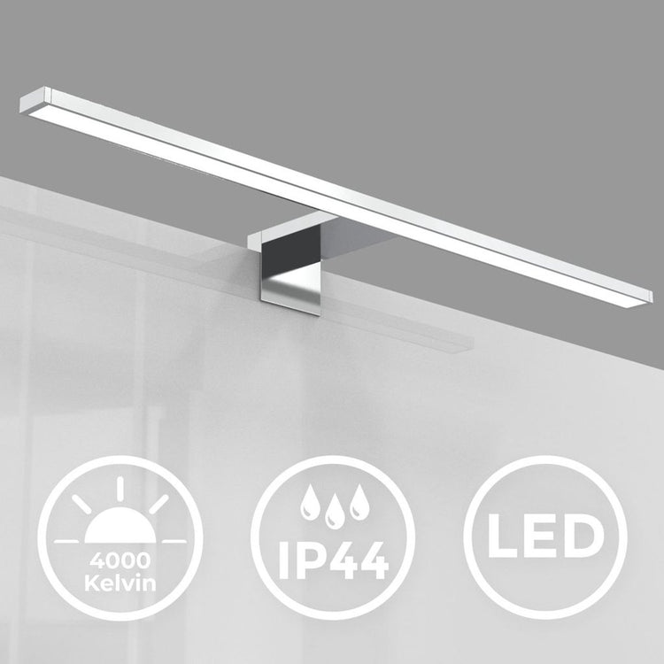 B.k.licht – LED-Spiegelleuchte – Wandleuchte mit Chromfarbe – Badezimmerbeleuchtung – L: 60 cm – IP44 – 4.000 K – 8 W