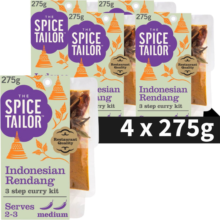 Der Gewürzschneider Indonesien Rendang – Mahlzeitenpaket mit indonesischen Gewürzen – Vorteilspackung – 5 x 275 Gramm