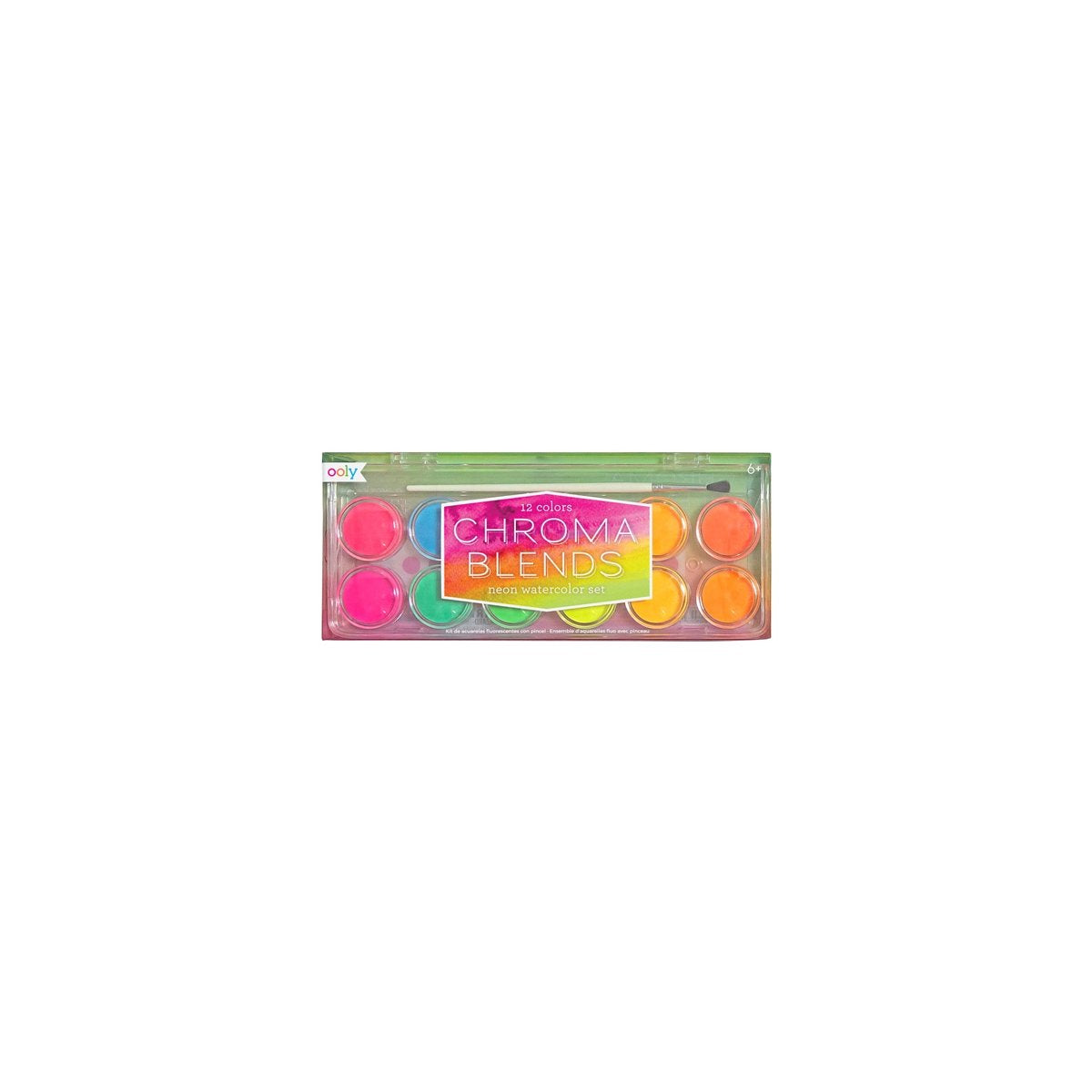 Ooly – Chroma-Mischungen – Neon-Aquarellfarben-Set – 12 Farben mit Pinsel