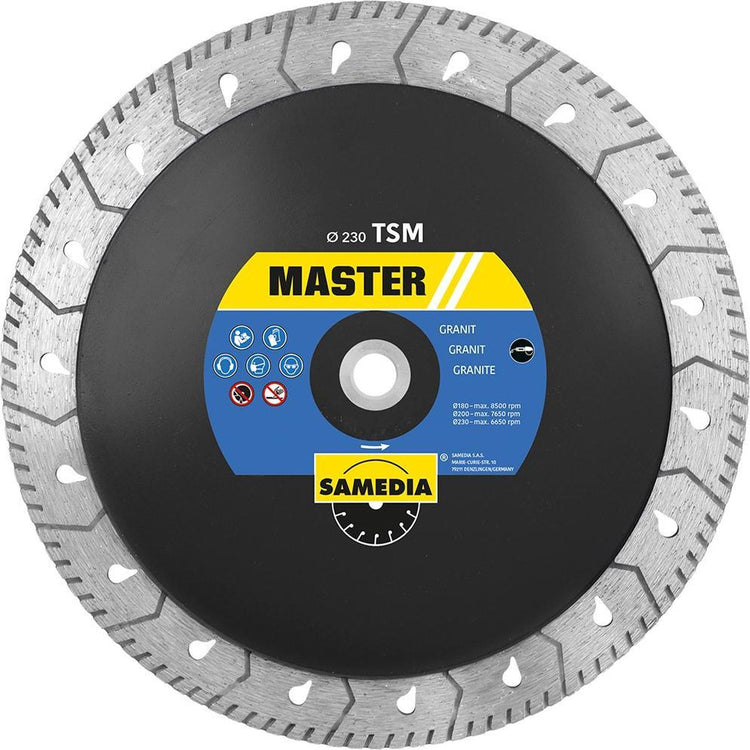 Sameda Diamanttrennscheibe Samedia Master TSM 230xm14 zum Sägen und Schleifen von Granit