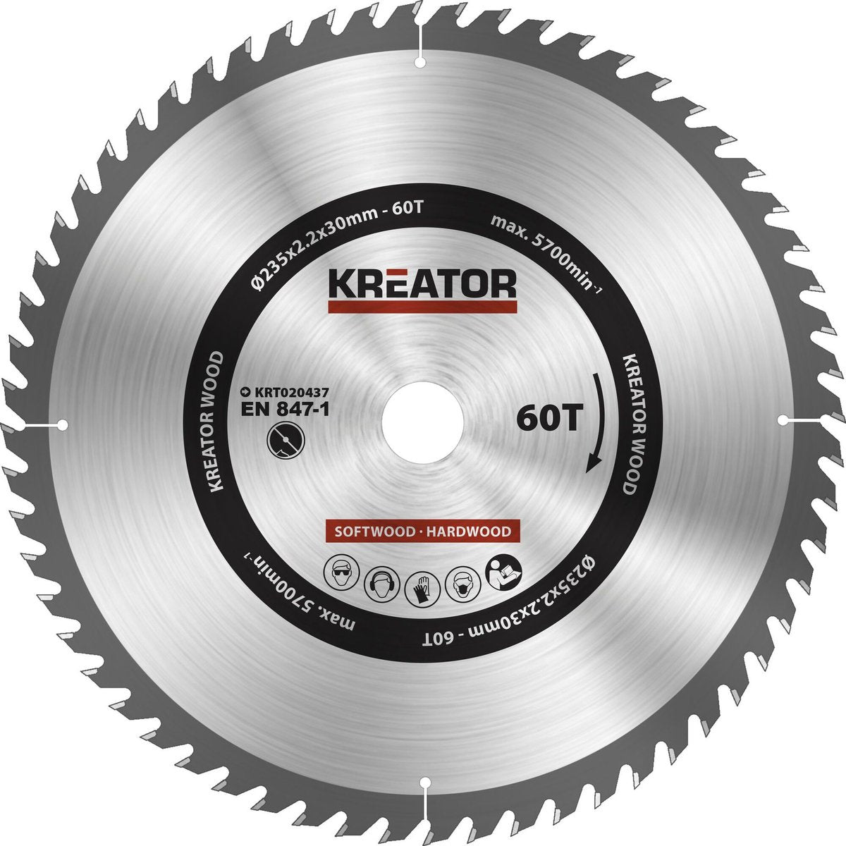 Kreator krt020437 Sägeblatt Holz ø235mm 60t