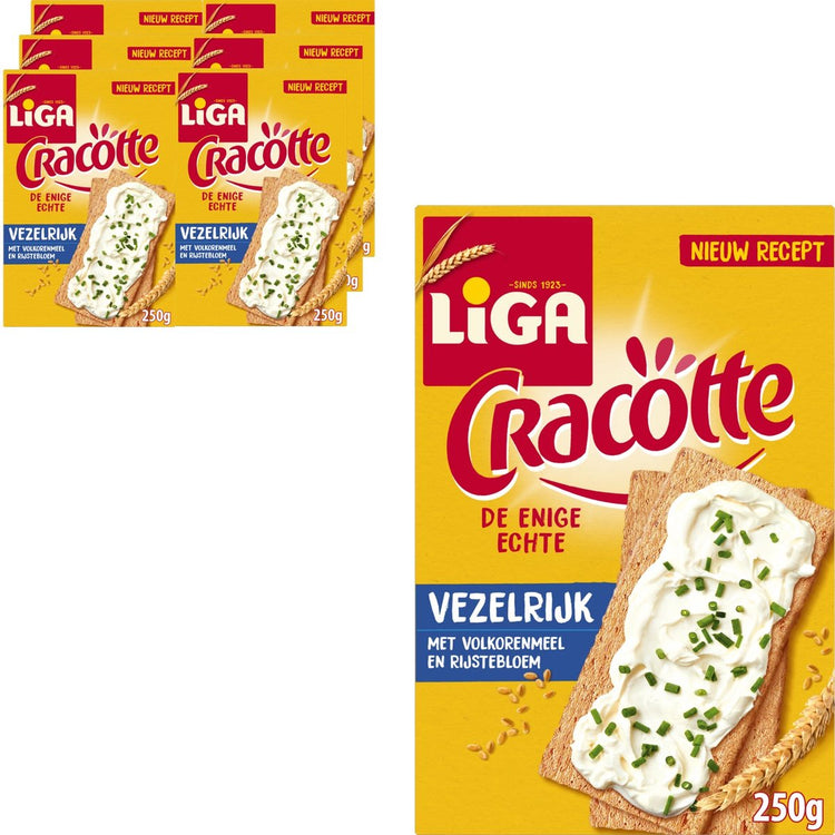 Luftige Cracker von Liga Cracotte, reich an Ballaststoffen, 6 x 250 g – Cracker – Brotersatz – reich an Ballaststoffen – Frühstück
