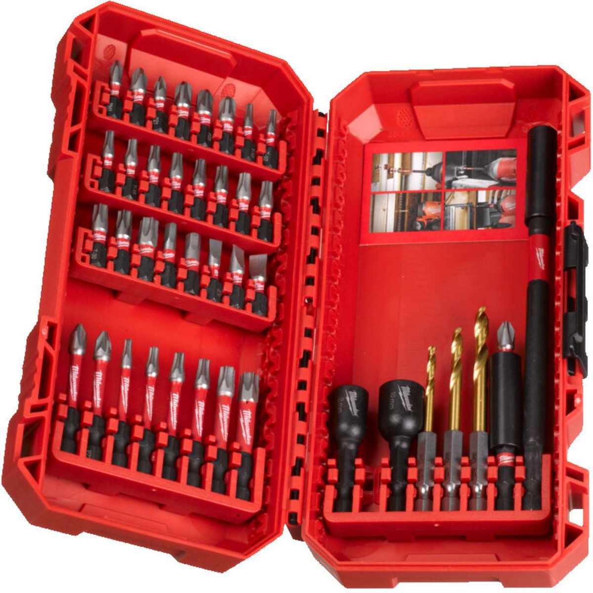 Imp Milwaukee Shockwave™ Act Duty™ Bit-Set (40-teilig), Schrauben-Bit-Set Shockwave™ 40-teilig, Bits, Stecknüsse und rote Sechskantbohrer – 4932492004