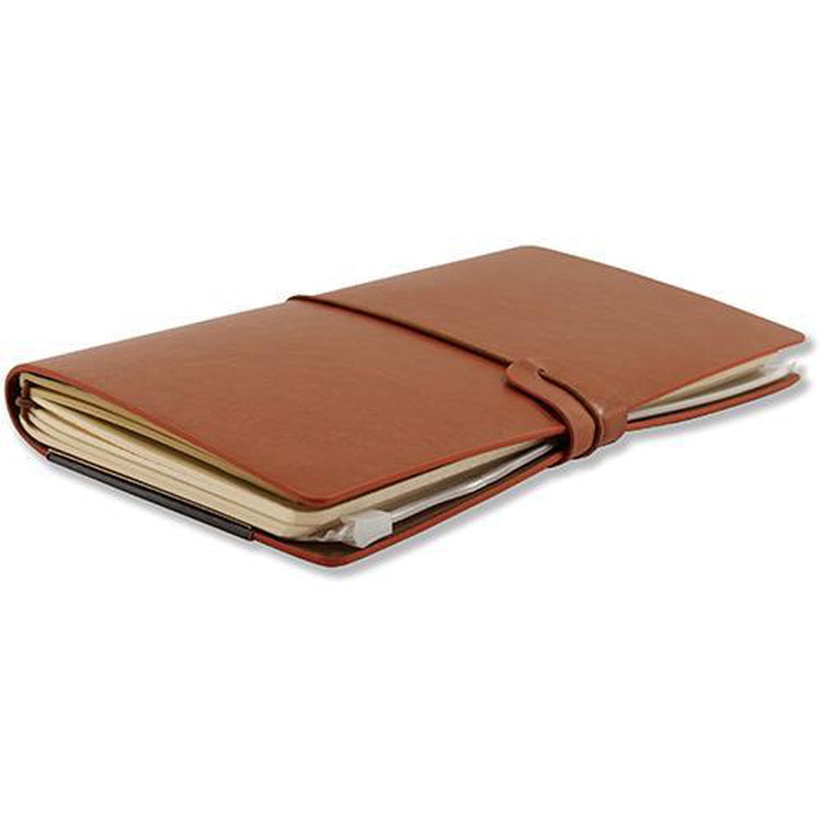 Peter Pauper Notizbuch – Voyager – Ledereinband – Muskatnuss – mit Kordelzugverschluss – 12 x 20 cm
